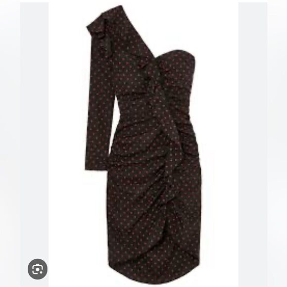 NWT Veronica Beard Leona Dress Black/Red
Polka Dot One Shoulder Ruffle Size 2 - Picture 4 of 16